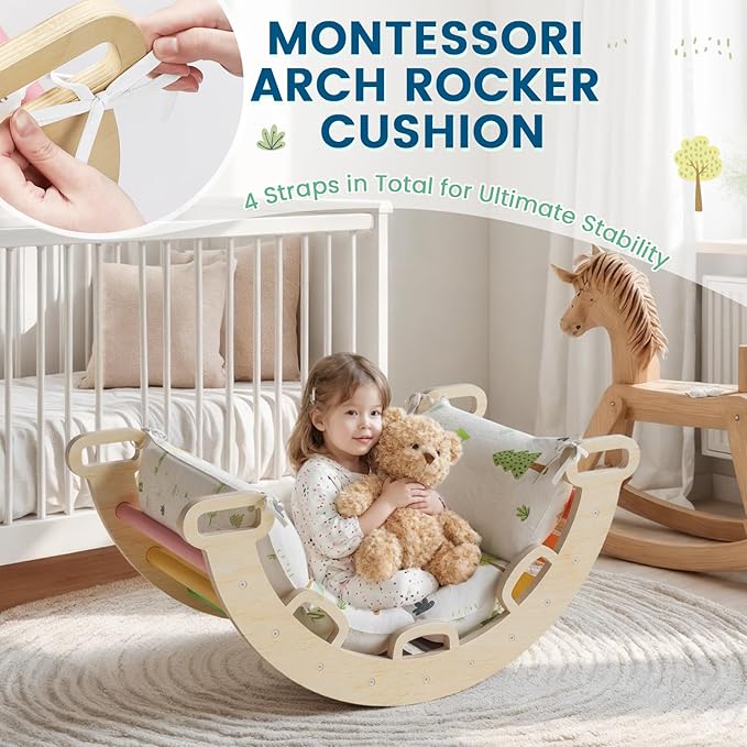 BlueWood Cushion for Climbing Arch, Montessori Philosophy Soft and Non-Slip Pillow for Kids, Pikler Cushion for Reading, Playing, Games, Parties (Forest)