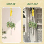 Large Macrame Plant Hangers Indoor & Outdoor (37.4”) Boho Two-Tone Colored Hanging Planters for Indoor Plants, Macrame Wall Hanging Decor for Flower Pots & Baskets (Pots Not Included)