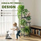 TOSKING 5 Tier Tall Plant Stand Indoor Outdoor,Anti-Tip Plant Stand indoor, Wide Base for Pots, Child and Pet Friendly,Heavy Duty Corner Shelf for Plants & Decor, Space Saving ,Tiered Metal Flower Pot Stand for Balcony, Garden, Living Room, Patio (Blac...