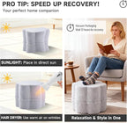 Tiita Floral Pouf Ottoman, Foot Stools Ottoman with Foam Chunk Filling, Puff Foot Rest for Couch, Living Room, Kids Room, Grey