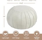 Thgonwid Handmade Storage Pouf Ottoman Foot Stool - Faux Suede Round Floor Cushion 21.6"x13" for Living Room, Bedroom, Wedding Decor, Unstuffed (Beige)