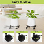 10.24" Plant Stand with Wheels - 1 Pack Plant Caddy, 360 °Rotatable and Lockable Plant Rollers, Easy to Move, Plant Dolly for Plant Wine Barrels Heavy Objects.