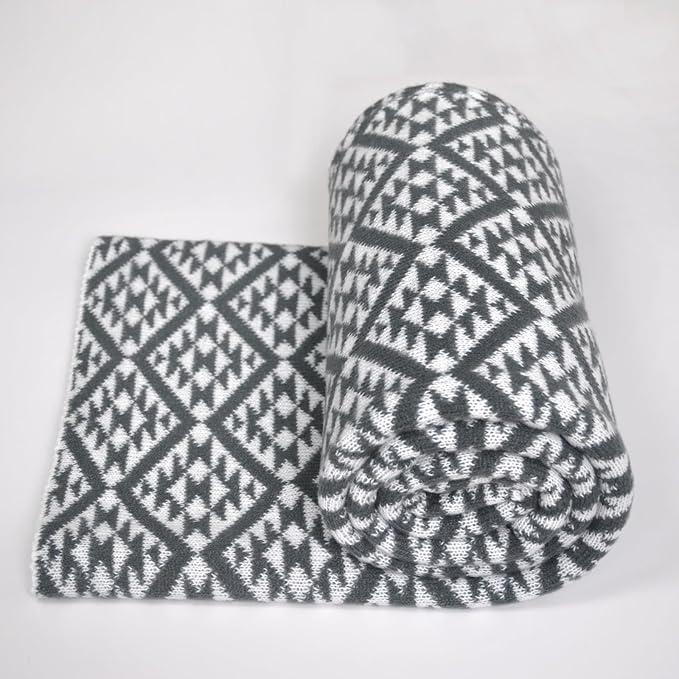Knitted FullSize Throw Blanket - Lightweight Breathable Summer Soft Blanket of Polyester Imitation Cotton for Anti-Static,Luxury Throws for Bed, Couch and Sofa,Cozy Decorative Blankets,D3