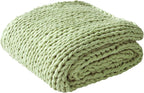 Madison Park Boho Throw Blanket, Soft Blanket Handmade Gift Home Decor, Lightweight & Breathable All Seasons Spring Chunky Knit Blanket, Knitted Throw for Couch, Bed Blanket, 50"x60"Sage Green