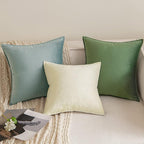MIULEE Moss Green Velvet Throw Pillow Covers 24x24 Soft Decorative Solid Square Euro Sham Cushion Cases Pack of 2 Modern Luxury Home Decor for Couch, Sofa, Bedroom
