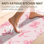 Bow Rugs for Kitchen Floor, 2PCS Anti Fatigue Pink Bow Mats for Kitchen Floor Rubber Non Slip, Washable Cushioned Bowknot Carpet Rug for Sink Laundry Gifts for Christmas 15.7"×27.5" +15.7"×47" 3.5mm