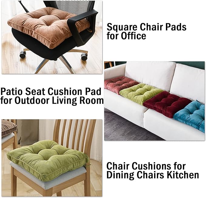 Tiita Chair Pads Cushions 2 Pack, Seat Pillows Pad with Ties, 18x18 Cushions for Indoor/Outdoor Kitchen Dining Chairs, Coral Pink