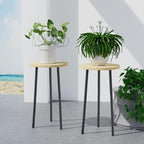 Plant Stand Indoor 2 Pack: Corner Wood 20 Inch Plant Stand Mid Century Modern Decor - Small Round Plant Table for Indoor Plants - Outdoor Plant Holder for Patio Living Room Bathroom Office (Burlywood)