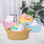 ABenkle Small Basket with Handles - Decorative Durable Rope Woven Storage Bin Shelf Storage Organizer Cube, Easter Baby Gift Basket, 12"x8"x5"