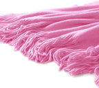 Homiest Decorative Knitted Throw with Fringe, Lightweight Acrylic Knit Blanket - Soft & Cozy Tassel Blanket for Couch, Sofa, Bed (Hot Pink, 50 x 60 Inch)
