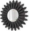 Honiway 21 inch Black Wall Decor Vintage Mirror, Boho Style, Wooden Frame, Easy to Hang, Ideal Gift