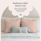 BEBE BASK Scalloped Pillow Cover - Set of 2-18 x 18 Inch - Scallop Pillow Cover - Pink Scalloped Pillows - Scallop Pillows - 100% Cotton - Grandmillennial Style (Peach Pink/Peach)