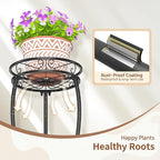 LASZOLA Black 3 Tier Tall Plant Stand for Indoor Outdoor, Large Multiple Level Flower Planter Holder Organizer Rack for Patio Office Bathroom Corner Floor, Sturdy Heavy Duty Metal, Vertical Display