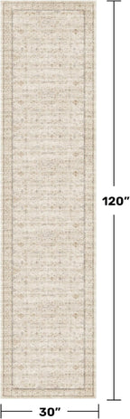 2'6"x10' Extra Long Runner Rugs for Hallways Non Slip, Machine Washable Rug Runner for Kitchen Floor, Entryway, Soft Low Pile Neutral Light Beige Décor, Geometric Floral Pattren Stain Resistant Carpet