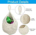 PATIKIL Hanging Fruit Baskets for Kitchen, Large Size Teardrop Home Decor Storage Hand-Woven Wall Hanging Basket for Garlic Potato Vegetable, Beige