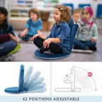 Nnewvante Floor Folding Chair Armrest, 42 Position Back Support Adjustable Floor Seat Washable Stackable Cushion for Class Meditation Playing Adults Kids,Ctystal Velvet Navy Blue