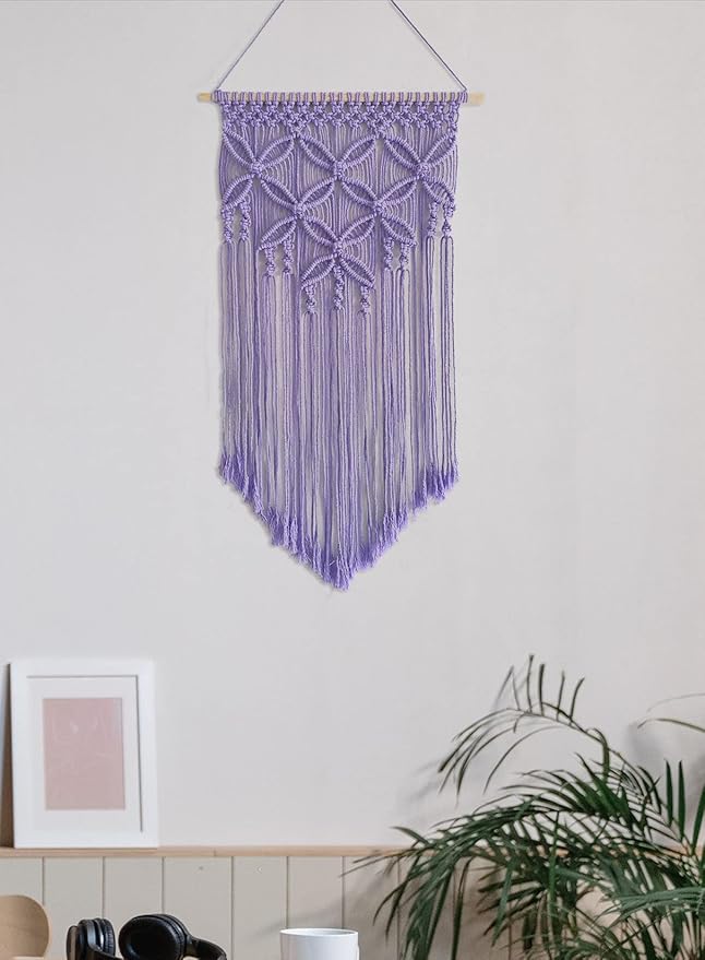 Handmade Cotton Home Decor Macrame Wall Hanging Purple