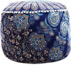 Indian Mandala Round Ottoman Pouf Cover Bohemian Floor Pillow Hippie Cotton Meditation Cushion Cover Seating Throw Decorative Footstool Kids Bean Bag Case