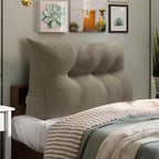 WOWMAX 80% Cotton & 20% Linen Blend Headboard Pillow – Twin Size Reading Wedge Backrest for Bed, Handmade Firm Support Bolster Cushion with Removable Cover, Premium Bed Rest Pillow, Light Gray