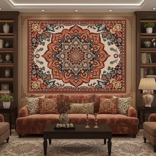 Accnicc Vintage Floral Mandala Tapestry Wall Hanging Boho Flower Tapestry Aesthetic Retro Bohemian Hippie Indian Cute Large Tapestries for Bedroom Living Room Dorm Decor 80 x 60 Inch