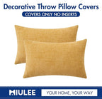 MIULEE Pack of 2 Couch Throw Pillow Covers 12x20 Inch Soft Gold Chenille Lumbar Pillow Covers for Sofa Living Room Spring Home Decor Couch Solid Dyed Cases