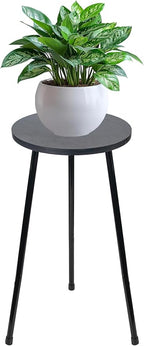 ARTORA RTORA Indoor Plant Stand, Mid Century Wood Plant Stool Adjustable Corner Tall Plant Sand Wooden Small Round End Table 18 Inch Plant Holder for Flower Pots Modern Home Decor (Black)
