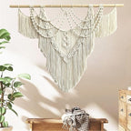 Large Macrame Wall Hanging - Boho Tapestry Macrame Wall Decor Art- Chic Bohemian Handmade Woven Tapestry Home Decoration for Bedroom Living Room Apartment Dorm Gallery - 43"x32" (Tassel-A)