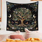 90”x 71” Large Tree of Life Tapestry Wall Hanging Boho Spiritual Wall Tapestry for Bedroom Aesthetic Large Sacred Wall Hangings Tapestries Black Botanical Nature Tapestries Living Room Dorm Decor