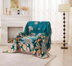 Boho Blanket for Bed 100% Cotton Bohemian Throw Blankets Ultra Soft Woven Muslin Decorative Blankets All Seasons Vintage Quilt Knitted Blanket for Sofa Chair(Orange, 60"x80")