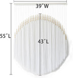 IOWER Boho Wall Decor Yarn Wall Hanging Macrame Wall Hanging Fiber Wall Art White Beads Tassel Wall Decor Boho Chic Home Decor 39" W x 55" L