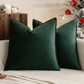MIULEE Army Green Velvet Throw Pillow Covers 24x24 Soft Decorative Solid Square Euro Sham Cushion Cases Pack of 2 Modern Luxury Home Decor for Couch, Sofa, Bedroom