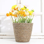 Hemoton Rattan Planter Basket Wicker Plant Flower Pot 8.7 Inch Seagrass Woven Indoor Planter for Home Decor and Succulent Plants