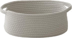 Woven Basket,Small Rope Storage Bin with Handles & Ribbon Bag, Organizer for Shelves Closets,Gift Basket Empty for Birthday,Books,Dog Toys, Grey