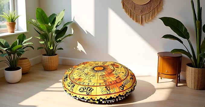 ICC 32 Inch Large Round seat Floor Cushion Chair Ottoman Cover Pouf Pillow Meditation Floor Cushions for Adults Seating pouffe Ottoman Throw Covers Craft Room Furniture for Sitting Cover