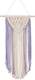 RLoncomix Macrame Wall Hanging Art Woven Wall Decor Cotton Handmade Boho Macrame Tapestry Chic Home Decor for Apartment Bedroom Living Room Dorm Gallery, Purple, 14" Wx24 L