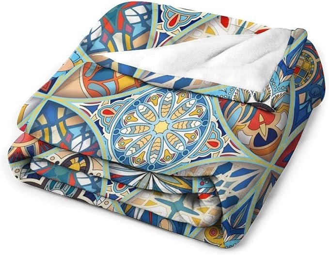 Boho Floral Throw Blanket Colorful Bohemian Mandala Blanket for Sofa Bed Couch Chair Or Dorm 40"x50"