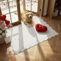GarveeHome Scalloped Entryway Rug, 2x3 Solid Beige Washable Front Door Rug Indoor Entrance Floral Carpet Non-Slip Low Pile Throw Rugs for Kitchen Floor, Powder Room, Entry, Bathroom, Kids Room