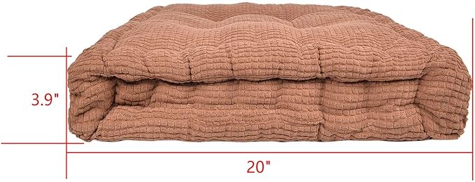 ChezMax Floor Pillow & Cushion, Large Meditation Chair Cushions, Thick Square Seat Pad, Soft Velvet Tufted Seating Pouf for Indoor/Outdoor Yoga Bench Rocking Chair Room Tatami Sofa, Brown 16" x 16"