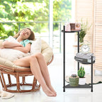 3 Tier Plant Stand Indoor Tall, Black Corner Tiered Plant Stand for Indoor Multiple Plants, Metal Flower Pot Stands Outdoor Holders Plant Shelf Display Rack for Balcony Living Room Garden