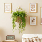 Hanging Wall Basket Handwoven Wicker Basket for Plants, Flowers & Storage, Rustic Farmhouse Wall Decor Organizer, Natural Seagrass