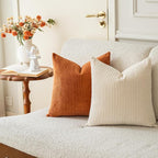 LANANAS Neutral Couch Throw Pillow Covers 18x18 Inch Set of 4 Decorative Farmhouse Boho Throw Pillows for Living Room, Couch, Bed, Sofa Soft Corduroy Accent Home Decor (Teal-Orange, 18x18 Inch)