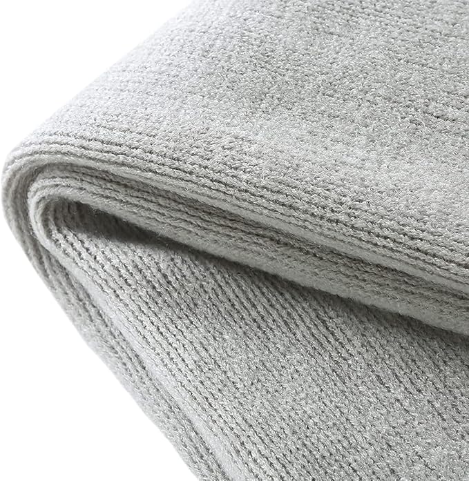 Homiest Decorative Knitted Throw Blanket with Fringe - Lightweight Acrylic Knit Blanket Soft & Cozy Tassel Blanket for Couch Sofa Bed - Light Grey, 60 x 80 Inch