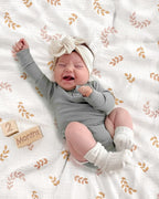 meowcards Muslin Swaddle Blankets for Baby, Unisex Baby Boys Girls Essentials, Large 47 x 47 inches, Boho Receiving Blankets Newborn Registry Must Haves (Leaf)