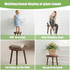 Wood Plant Stands Indoor, 3-Pack Single Plant Stand for 6-12 Inch Pots, Mid-Century Modern Plant Stool, Tall Wooden Plant Stand for Large Plants Perfect Fit for Living Room, Balcony, Office(Dark Brown)