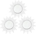 3 Pack Metal Mirrors for Wall Sunburst Wall Mirrors Home Décor Decorative Hanging Wall Art for Living Room Bedroom Entryway (Silver, Sunburst)