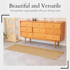 Jute Rug 2x6 Natural Runner Rug with Non-Slip Backing, Low-Profile Farmhouse Hallway Runner, Kithen Rug or Entryway Mat, Eco-Friendly 2x6 Runner for Boho Decor