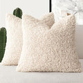Foindtower 2 Pieces 18x18 Inch Cream Beige, Faux Fur Throw Pillow Cover Accent Sherpa Furry Pillow Covers Fuzzy Soft Pillowcases Cozy Sheepskin Decorative Fleece Cushion Case for Bed Couch Living Room