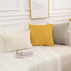 Simmore Decorative Spring Euro Sham Throw Pillow Covers 26x26 Set of 2, Soft Natural Plush Flannel Double-Sided Fluffy Couch Pillow Covers for Sofa Living Room, Beige