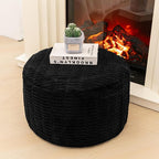Ottoman Foot Rest, Home Decor, Bedroom Decor, Ideal for Living Room, Comfortable Floor Pouf,Ottoman Foot Rest for Armchair Bean Bag,Floor Cushion, Footstool, 12x20 Inch (Black Pouf With Filler)