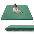 1.3" Thick Baby Play Mat for Floor, 79x79 Playpen Mat, Pro Soft Flannel Foam Mats Toddler Infant Kids Crawling for Nursery Rug Playroom Living Room Waterproof Easy Care Non-Slip (Dark Green)